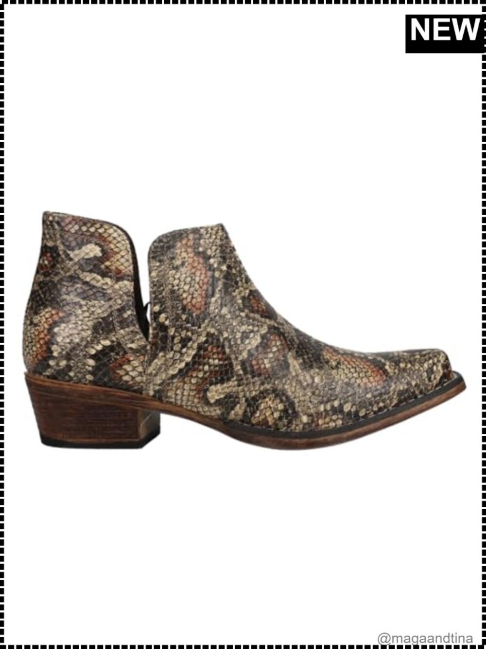 Roper Ava Faux Leather Snip Toe Ankle Booties Western Low Heel